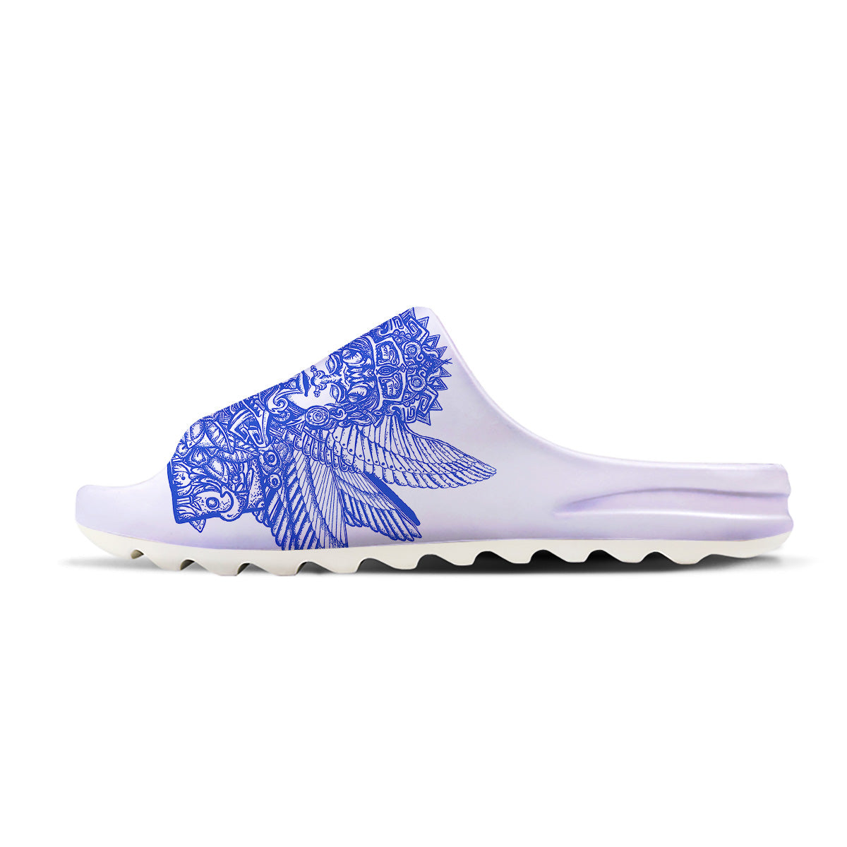 Mayan Statue White And Blue Print Sandals-grizzshop