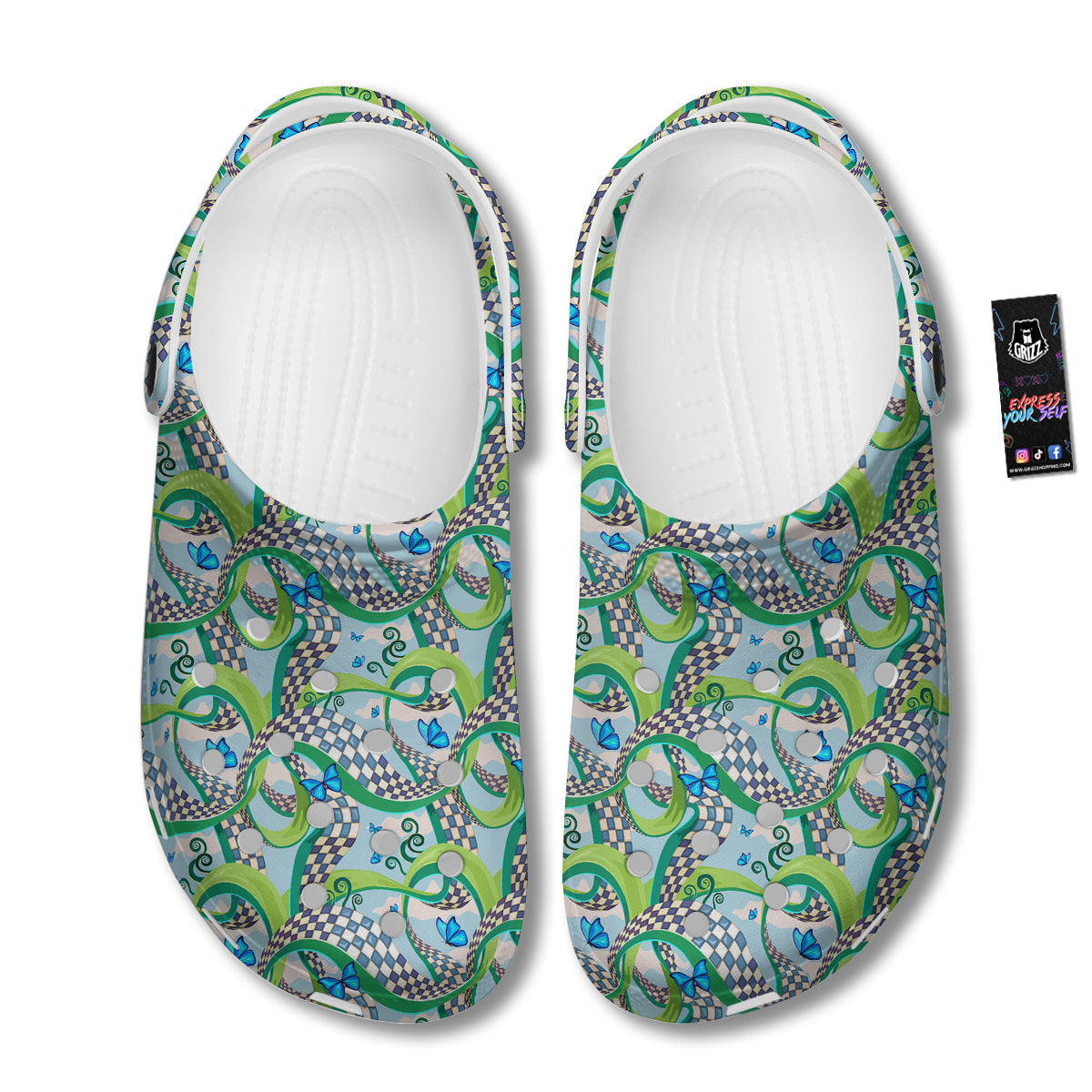Maze Checkered Print Pattern Clog-grizzshop