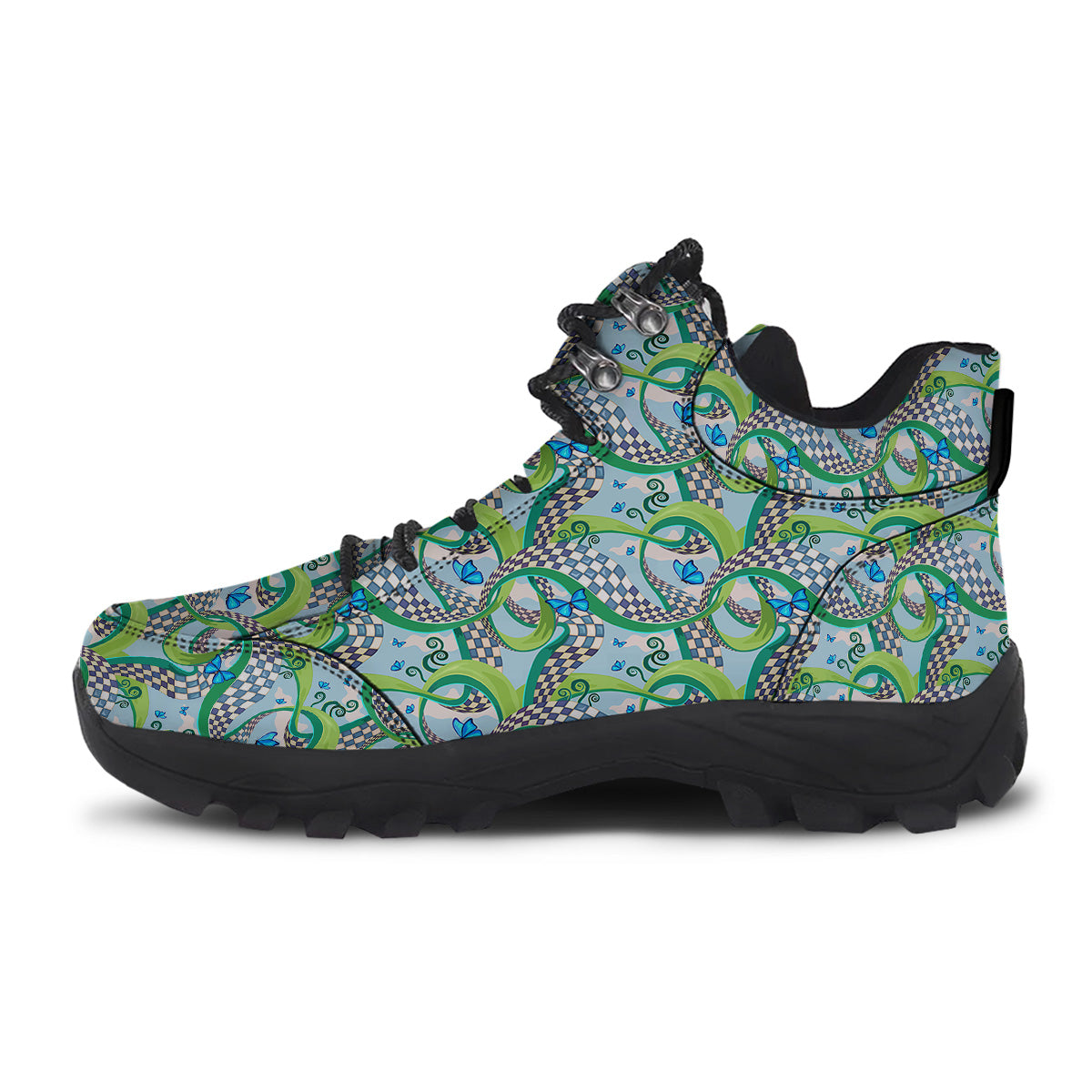 Maze Checkered Print Pattern Hiking Shoes-grizzshop