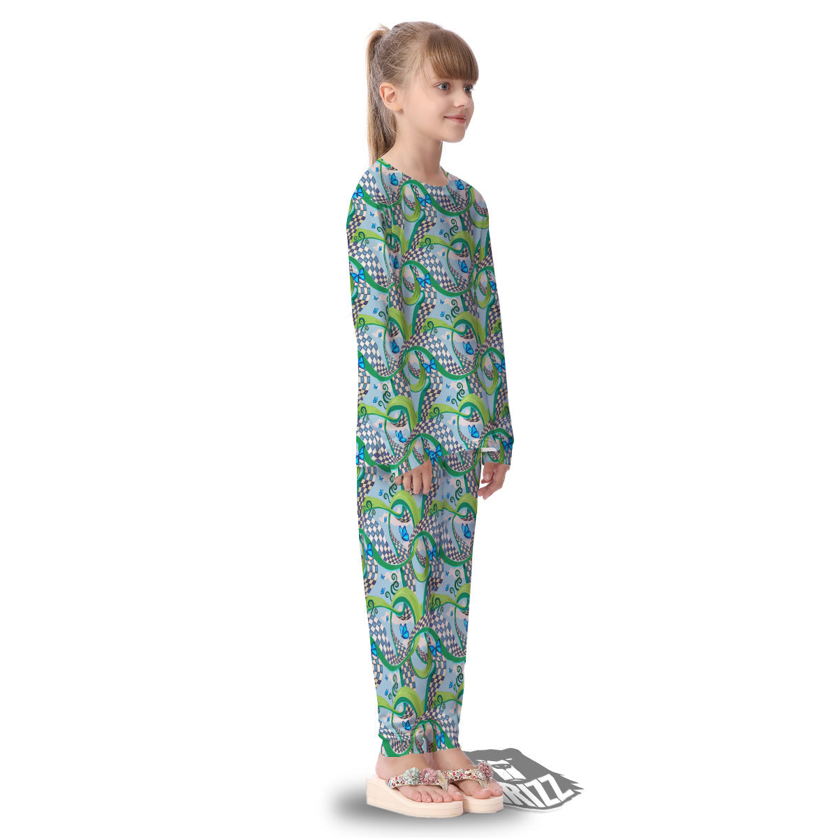 Maze Checkered Print Pattern Kid's Pajamas-grizzshop