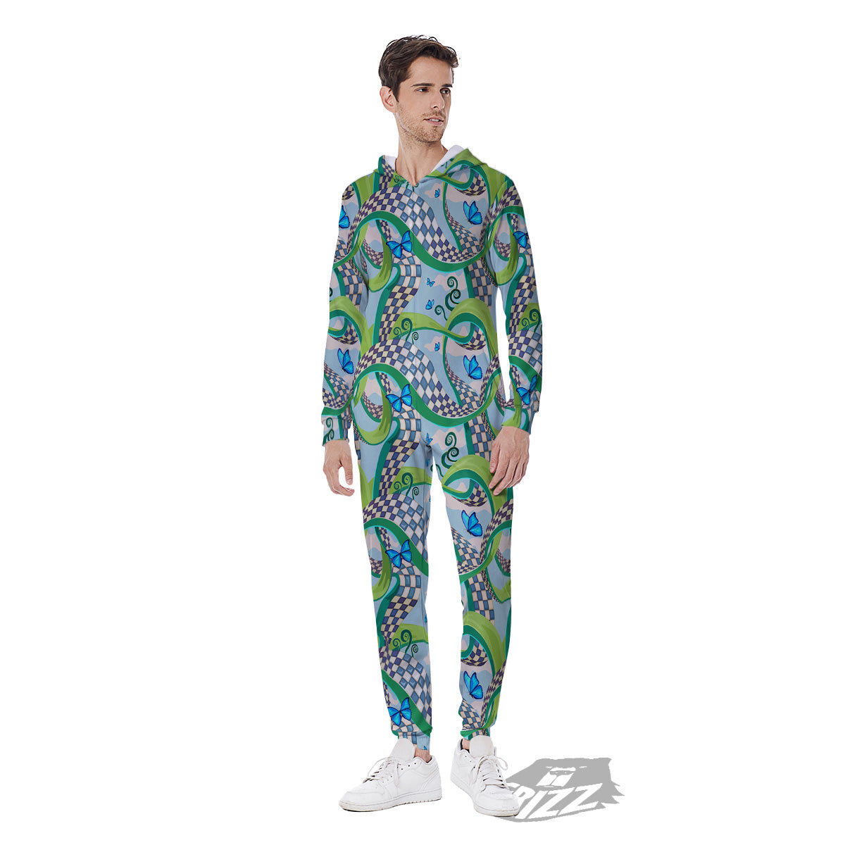 Maze Checkered Print Pattern Men's Jumpsuit-grizzshop