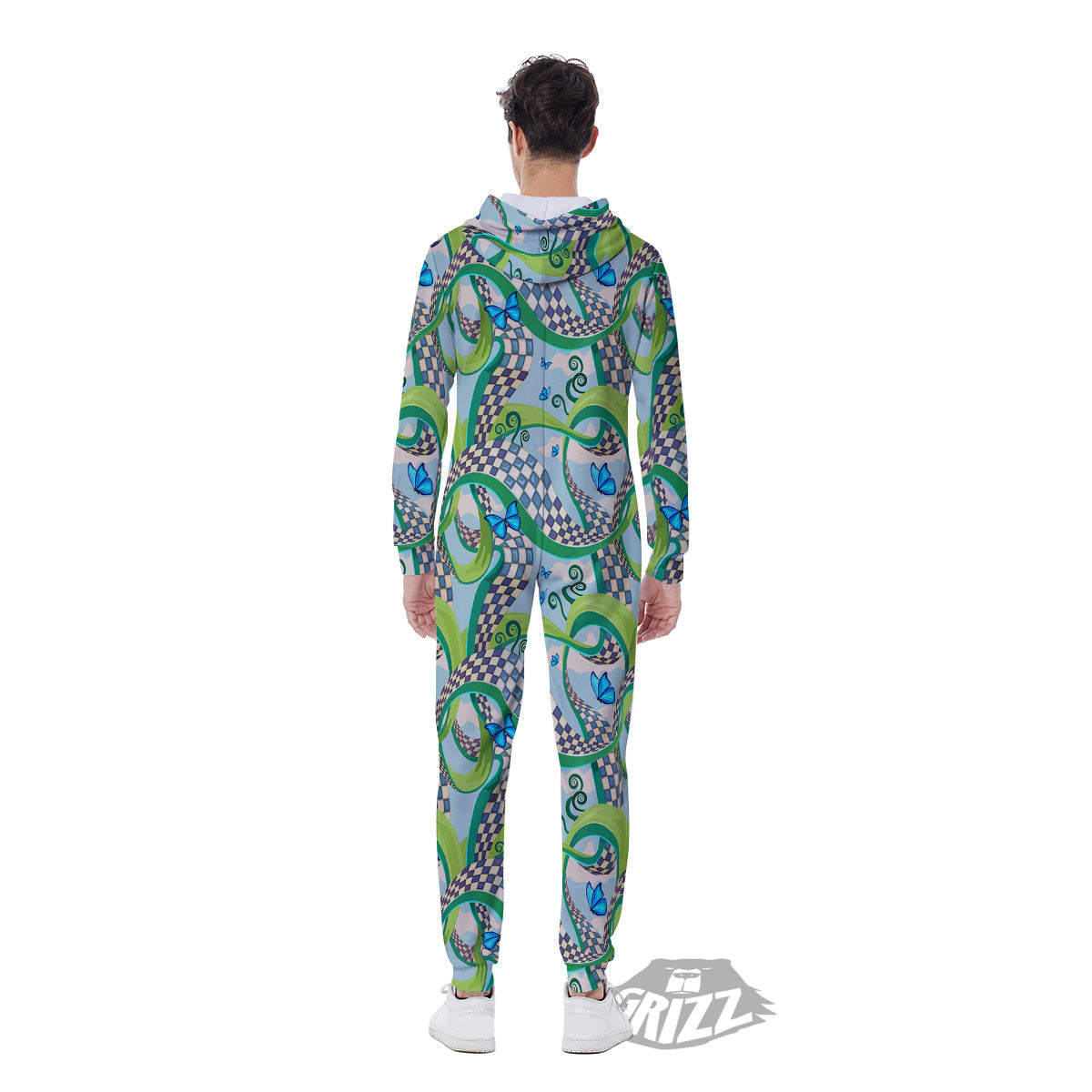 Maze Checkered Print Pattern Men's Jumpsuit-grizzshop