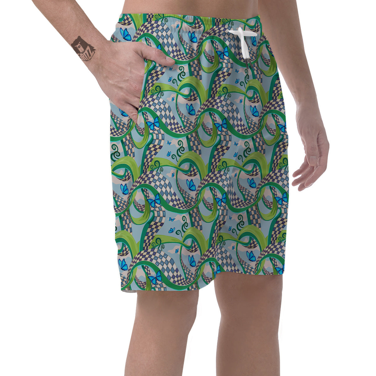 Maze Checkered Print Pattern Men's Shorts-grizzshop
