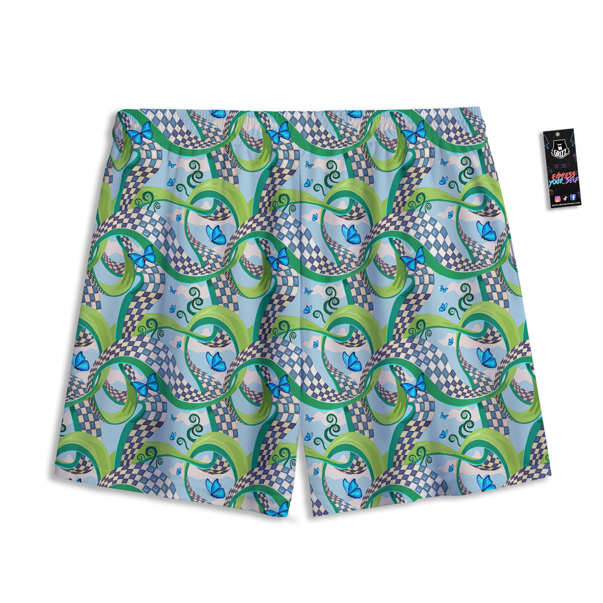 Maze Checkered Print Pattern Mesh Shorts-grizzshop