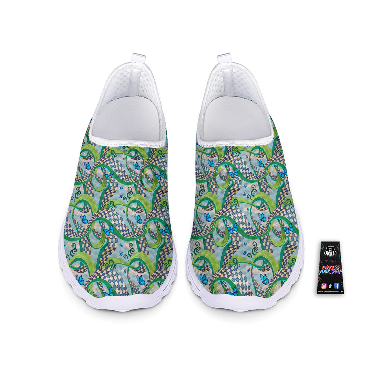 Maze Checkered Print Pattern Nurse Shoes-grizzshop