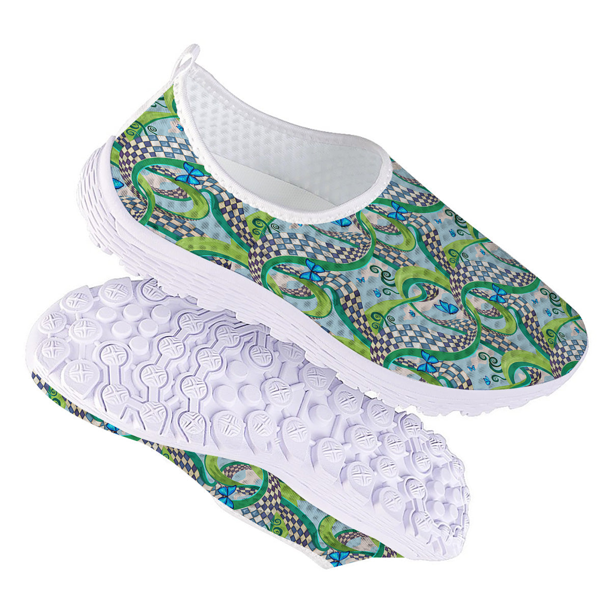 Maze Checkered Print Pattern Nurse Shoes-grizzshop