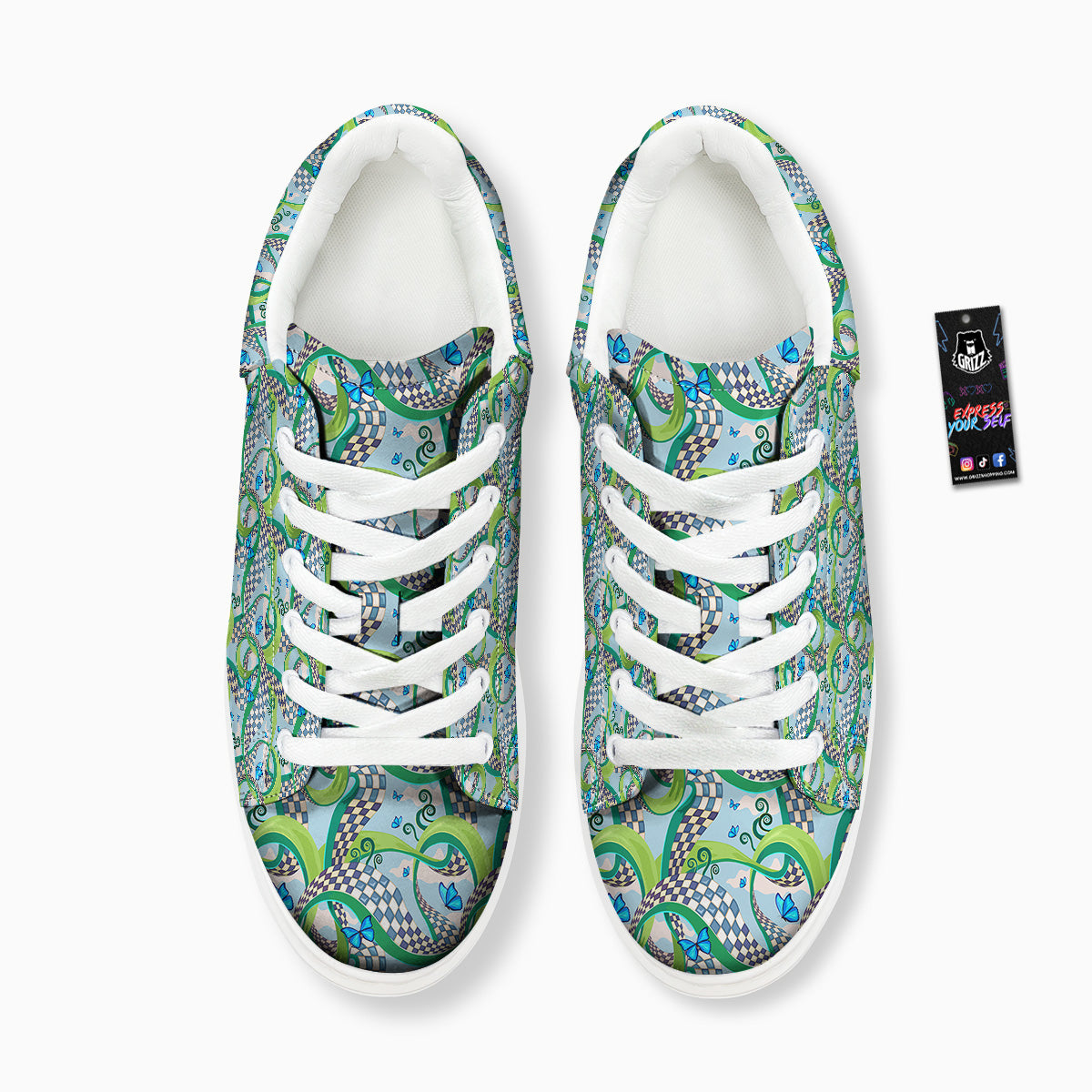 Maze Checkered Print Pattern Platform Shoes-grizzshop