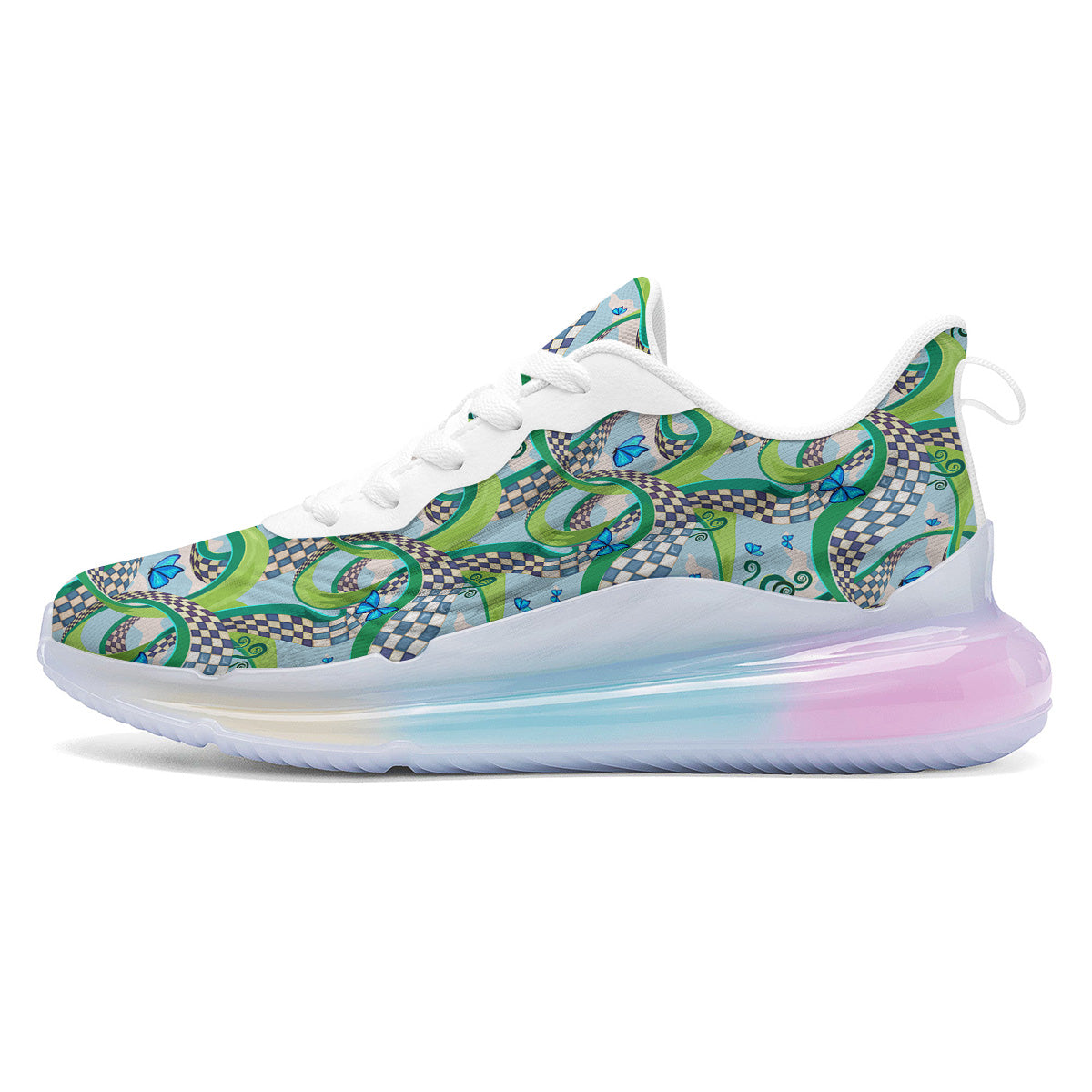 Maze Checkered Print Pattern Running Sneakers-grizzshop