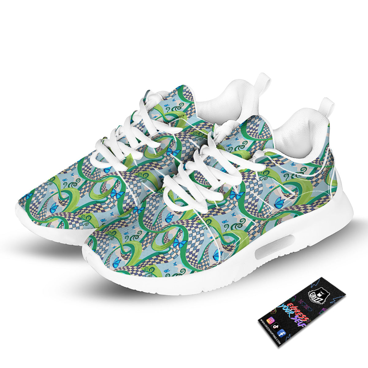 Maze Checkered Print Pattern Tennis Shoes-grizzshop