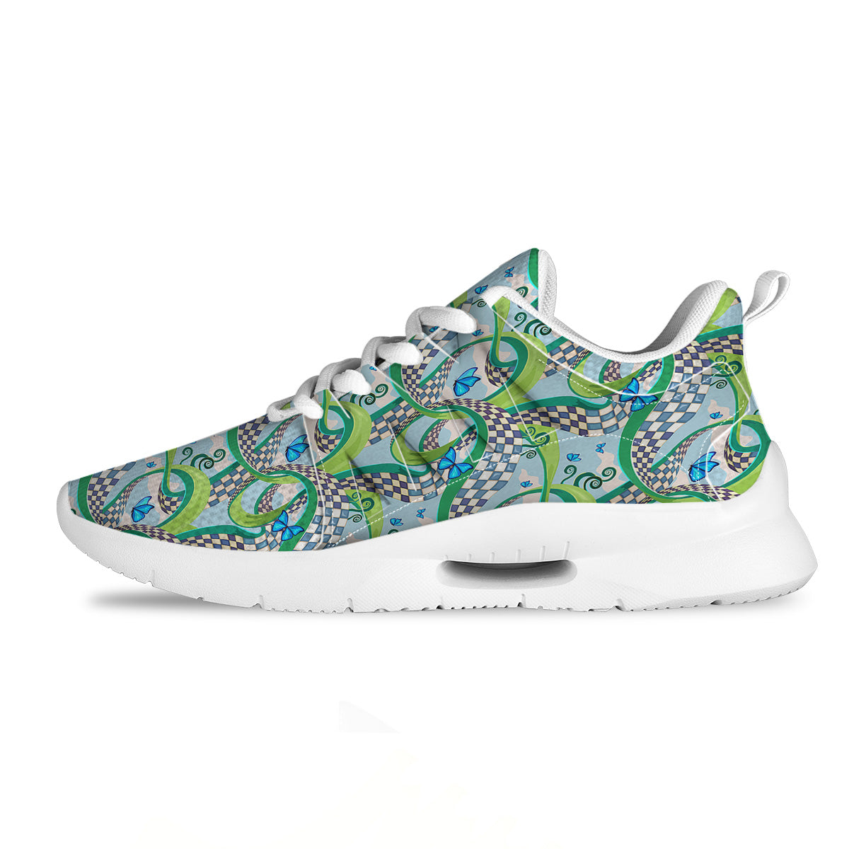Maze Checkered Print Pattern Tennis Shoes-grizzshop