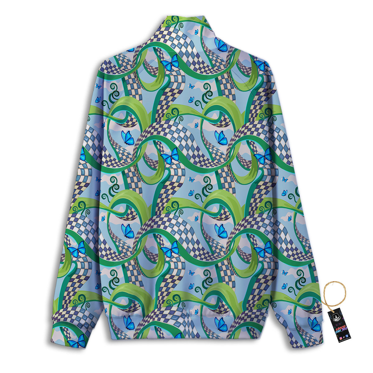 Maze Checkered Print Pattern Track Jacket-grizzshop
