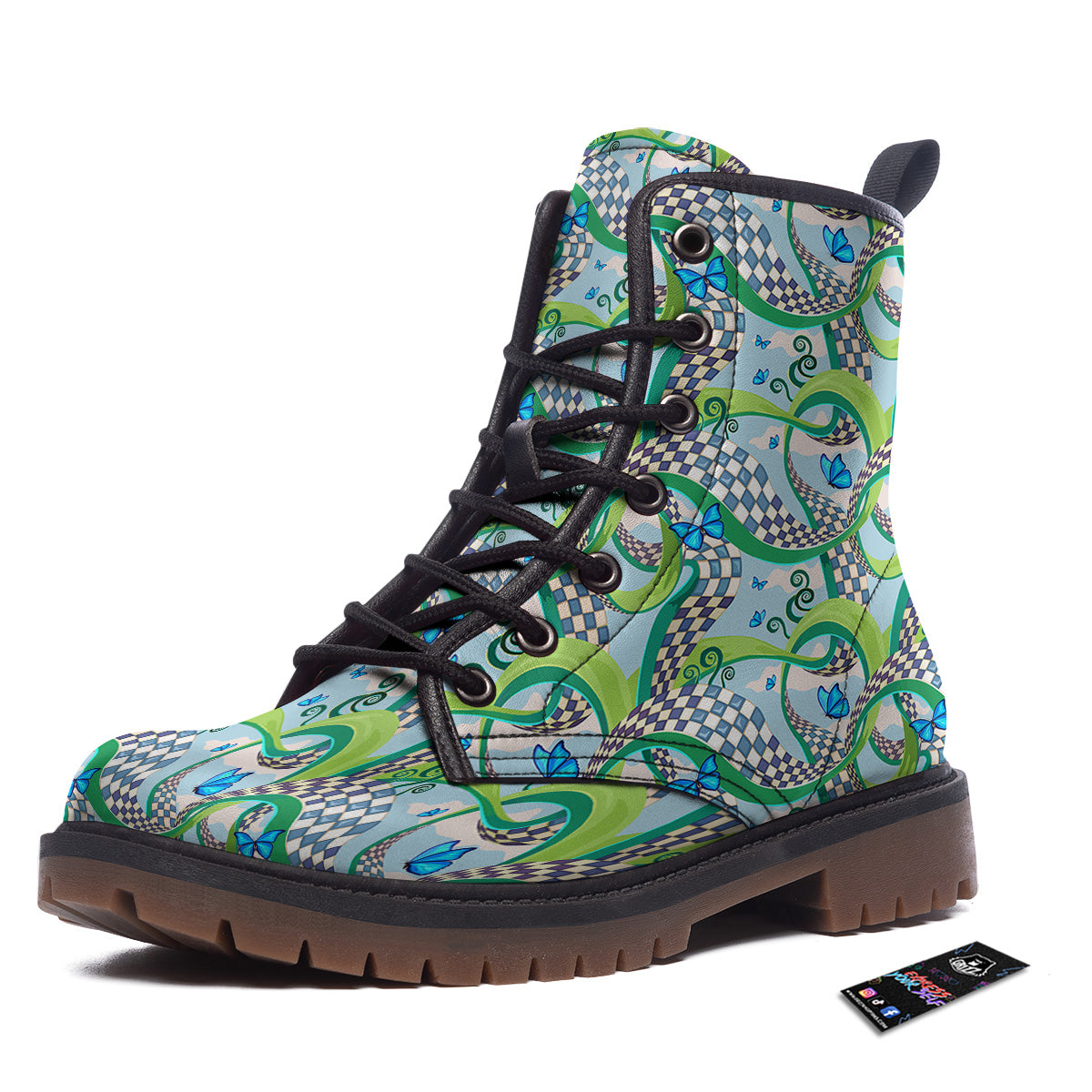 Maze Checkered Print Pattern Work Boots-grizzshop