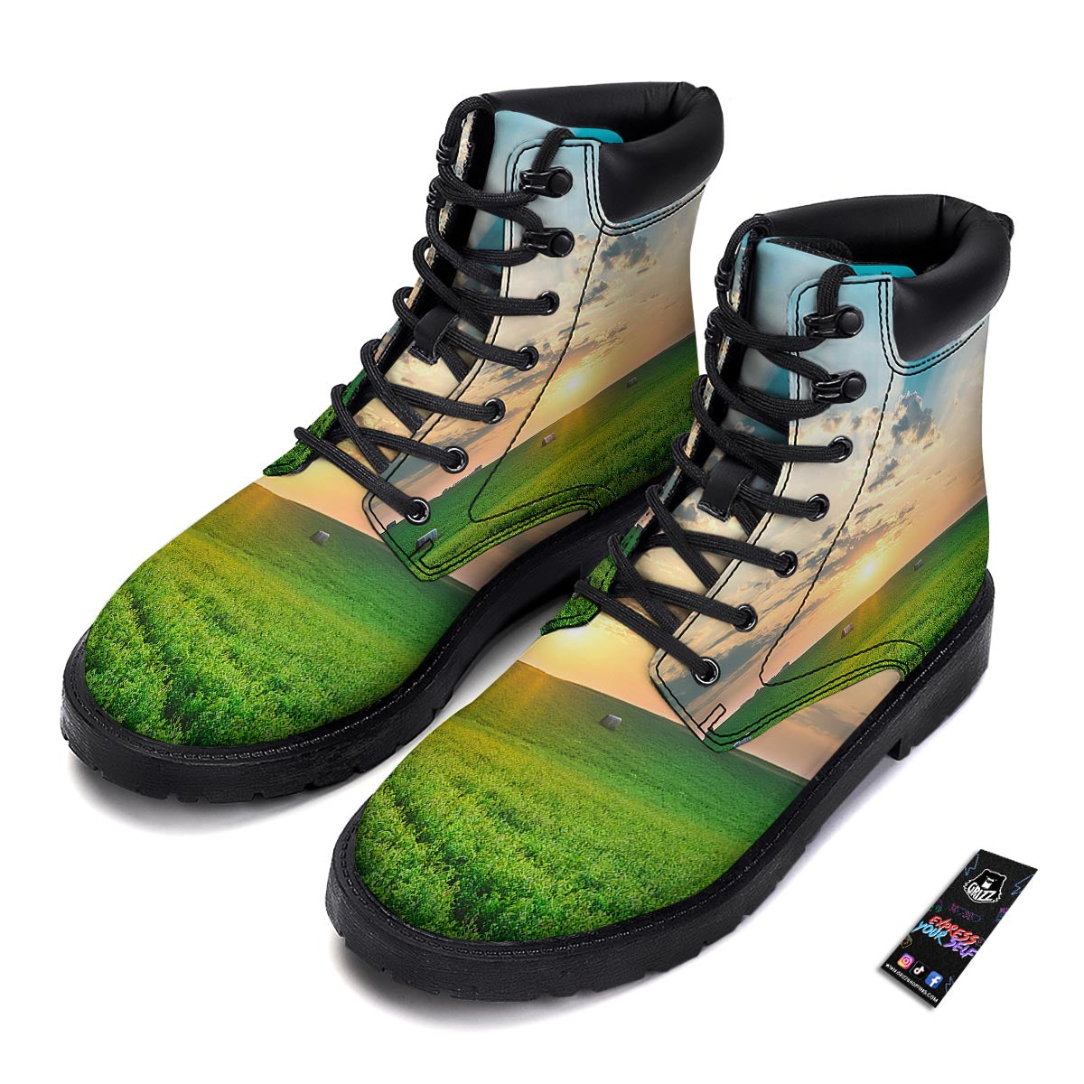 Meadow Sunrise Print Boots-grizzshop