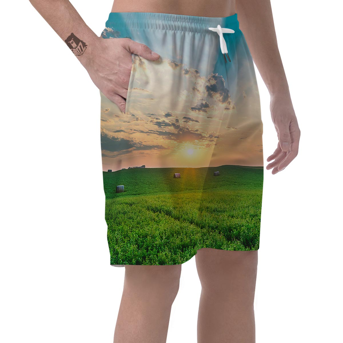 Meadow Sunrise Print Men's Shorts-grizzshop