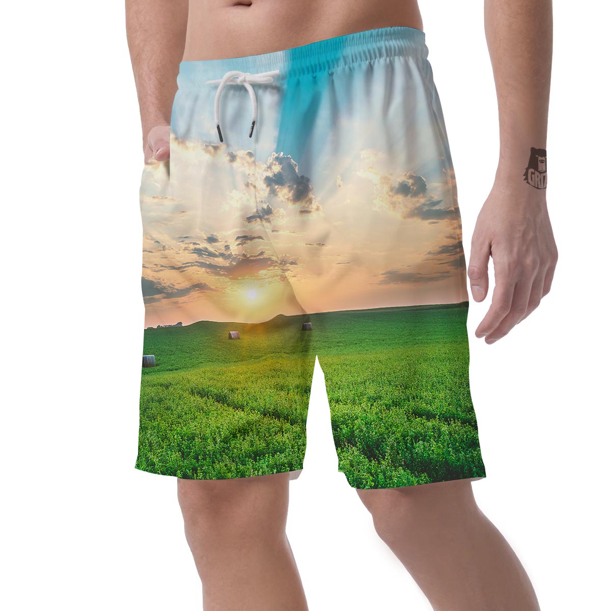 Meadow Sunrise Print Men's Shorts-grizzshop