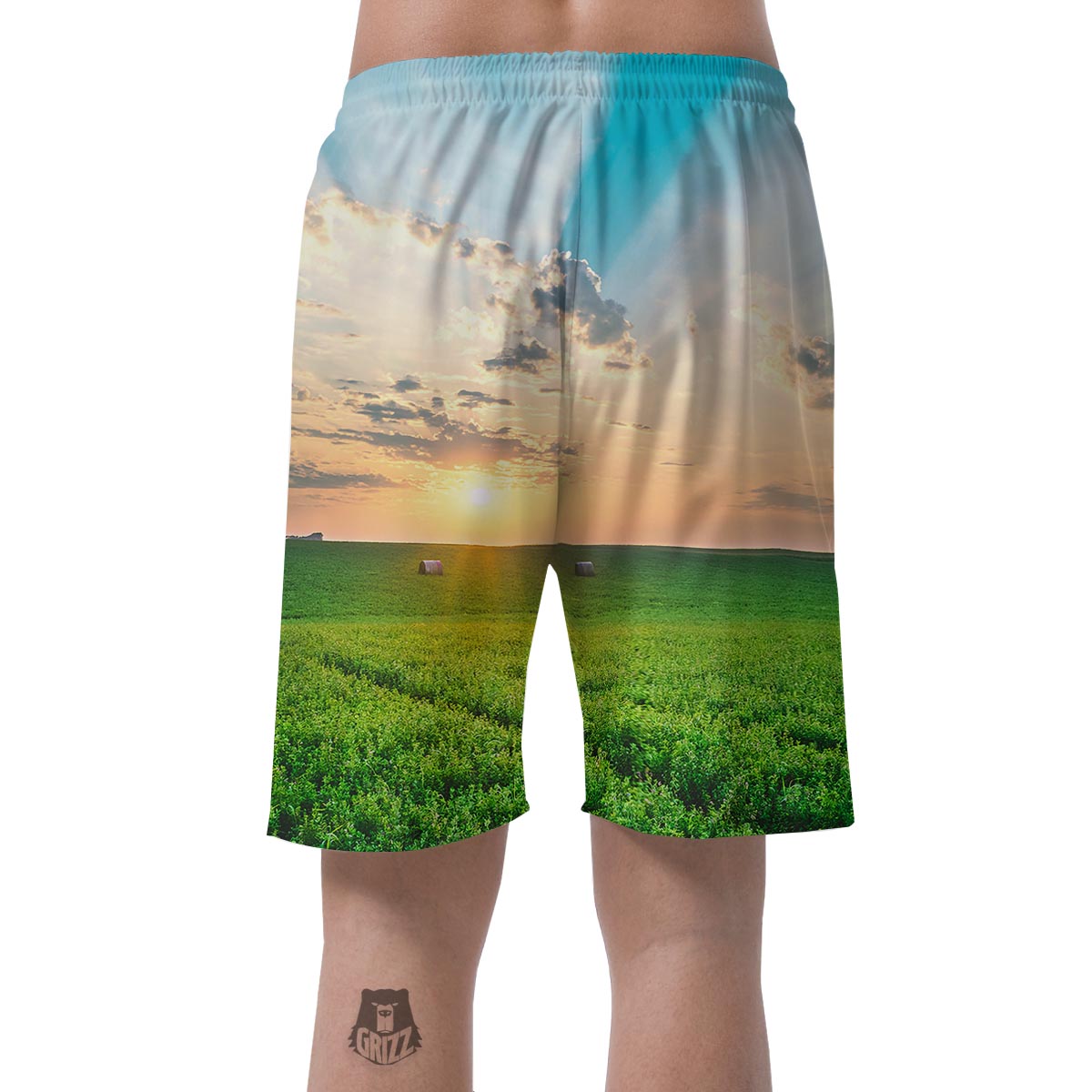 Meadow Sunrise Print Men's Shorts-grizzshop