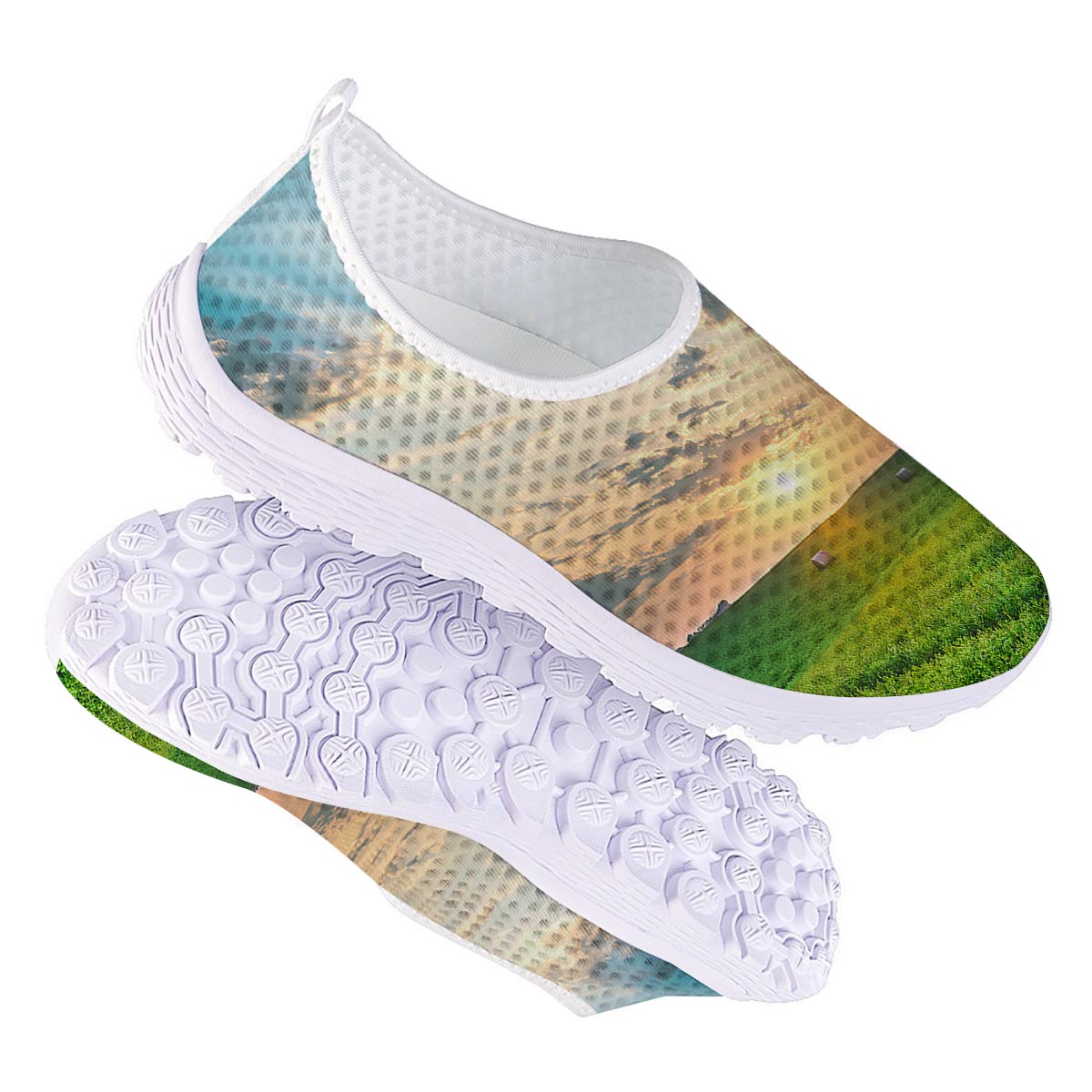 Meadow Sunrise Print Nurse Shoes-grizzshop