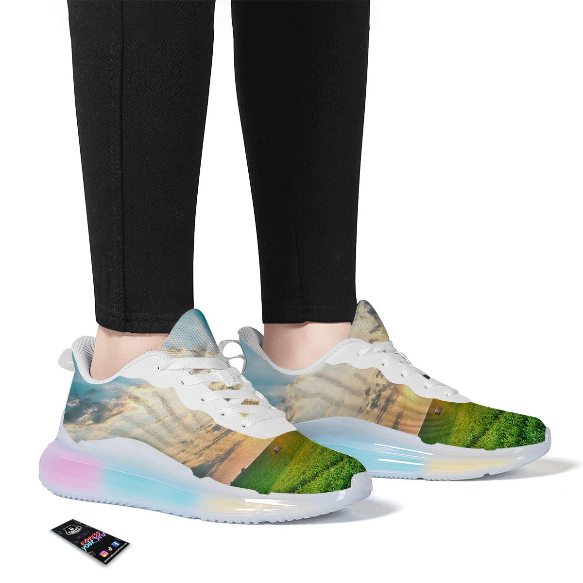 Meadow Sunrise Print Running Sneakers-grizzshop