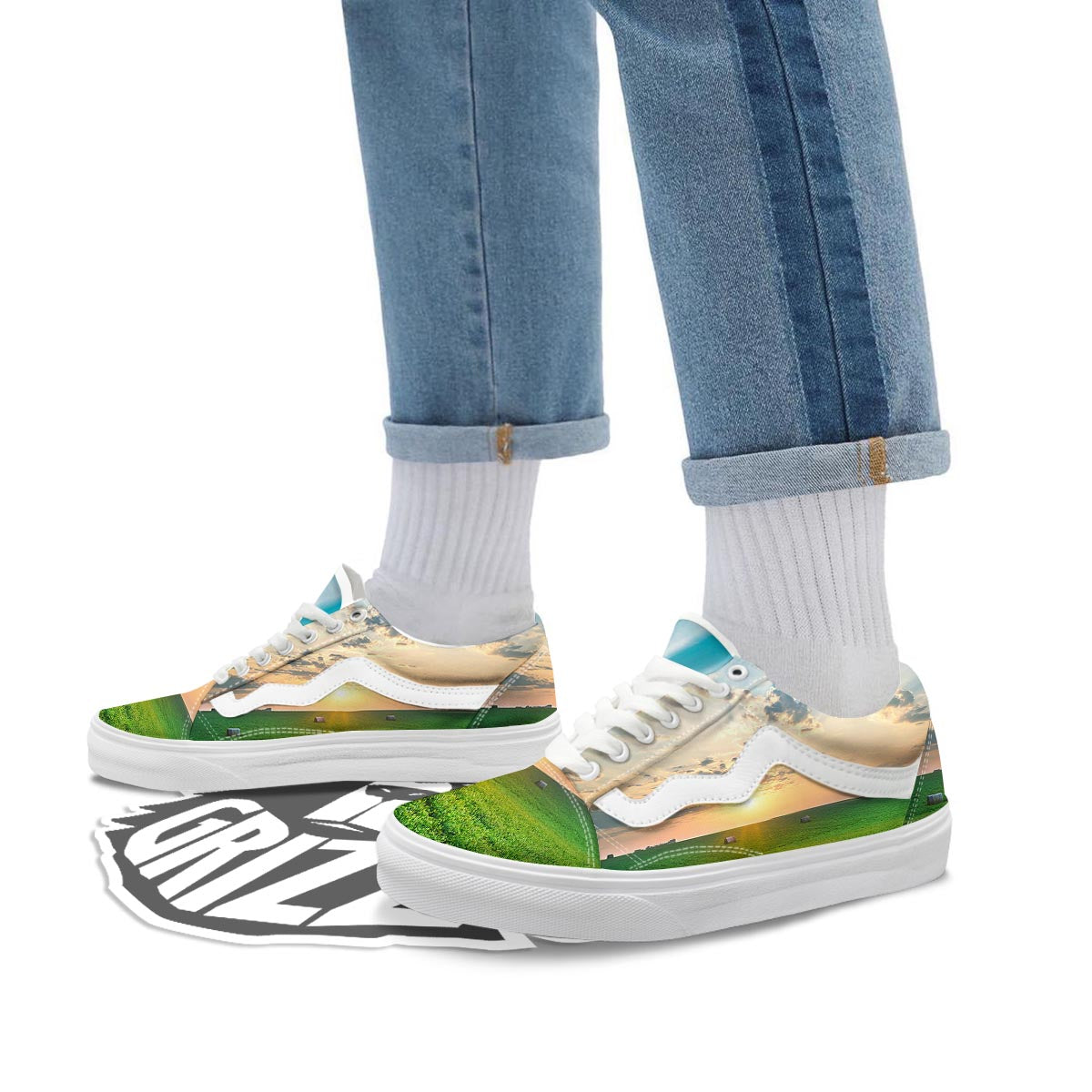 Meadow Sunrise Print Skate Shoes-grizzshop