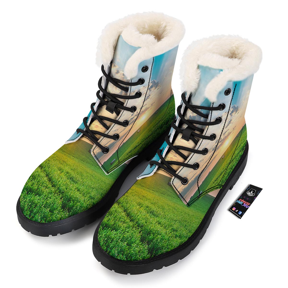 Meadow Sunrise Print Winter Boots-grizzshop