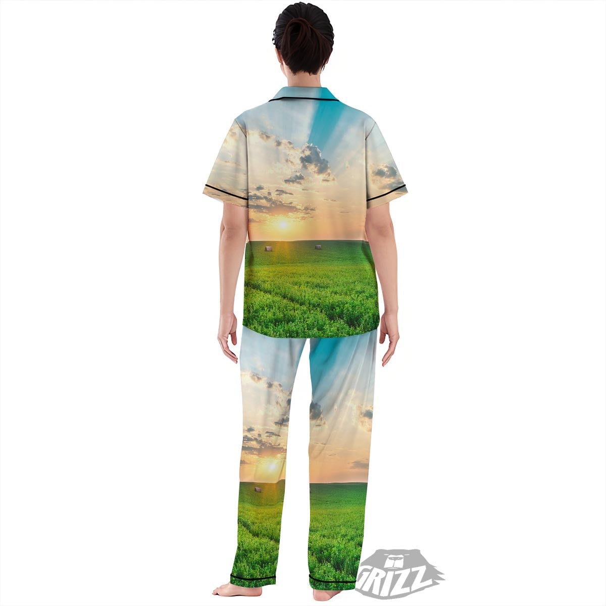 Meadow Sunrise Print Women's Pajamas Set-grizzshop