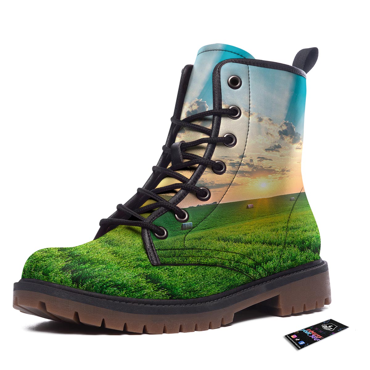 Meadow Sunrise Print Work Boots-grizzshop
