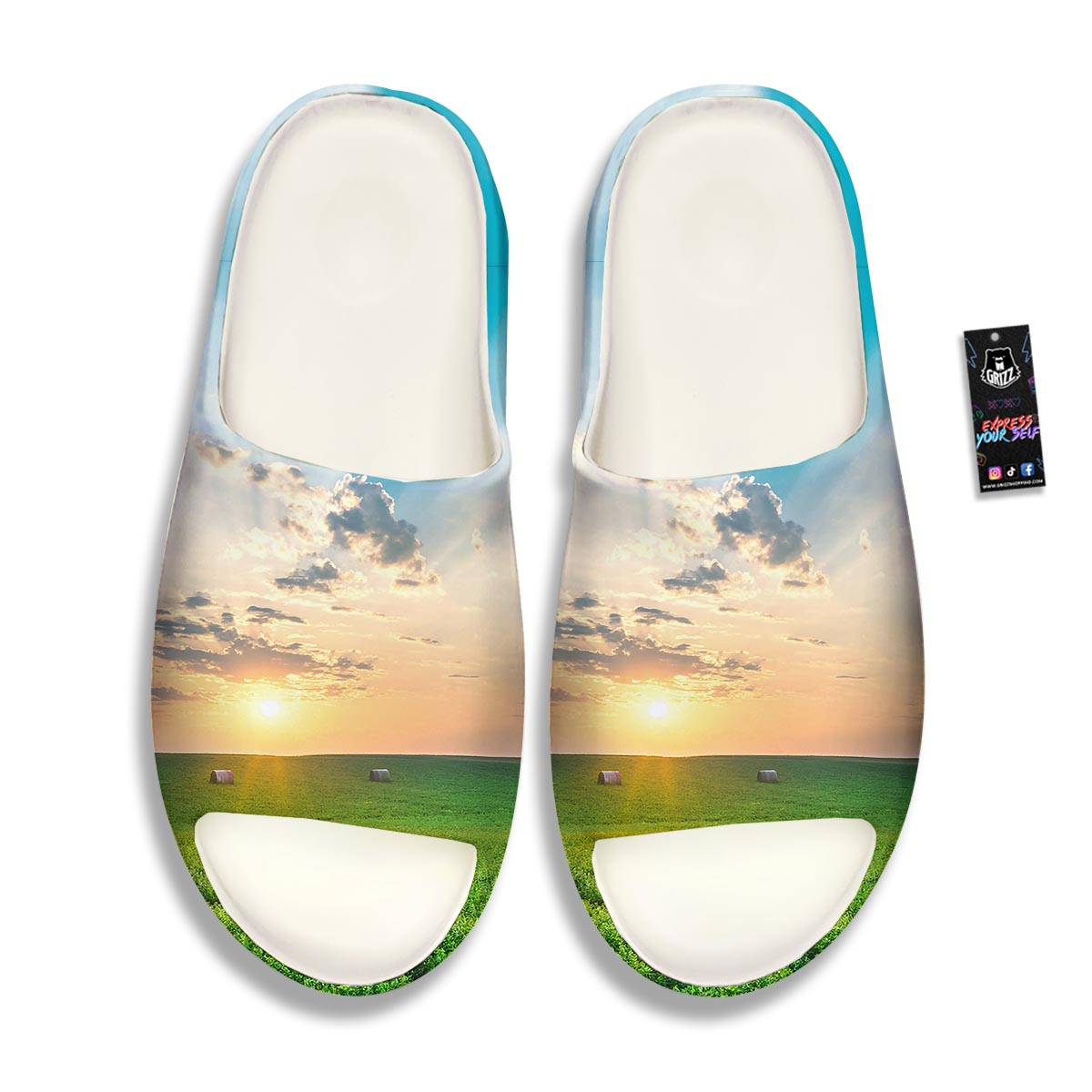 Meadow Sunrise Print Sandals-grizzshop