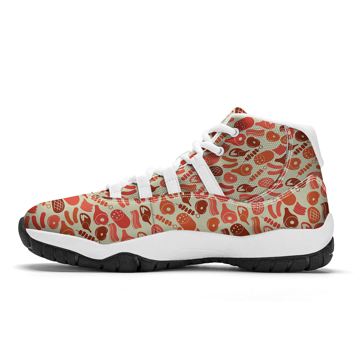 Meat Beef Pork Print Pattern White Bball Shoes-grizzshop