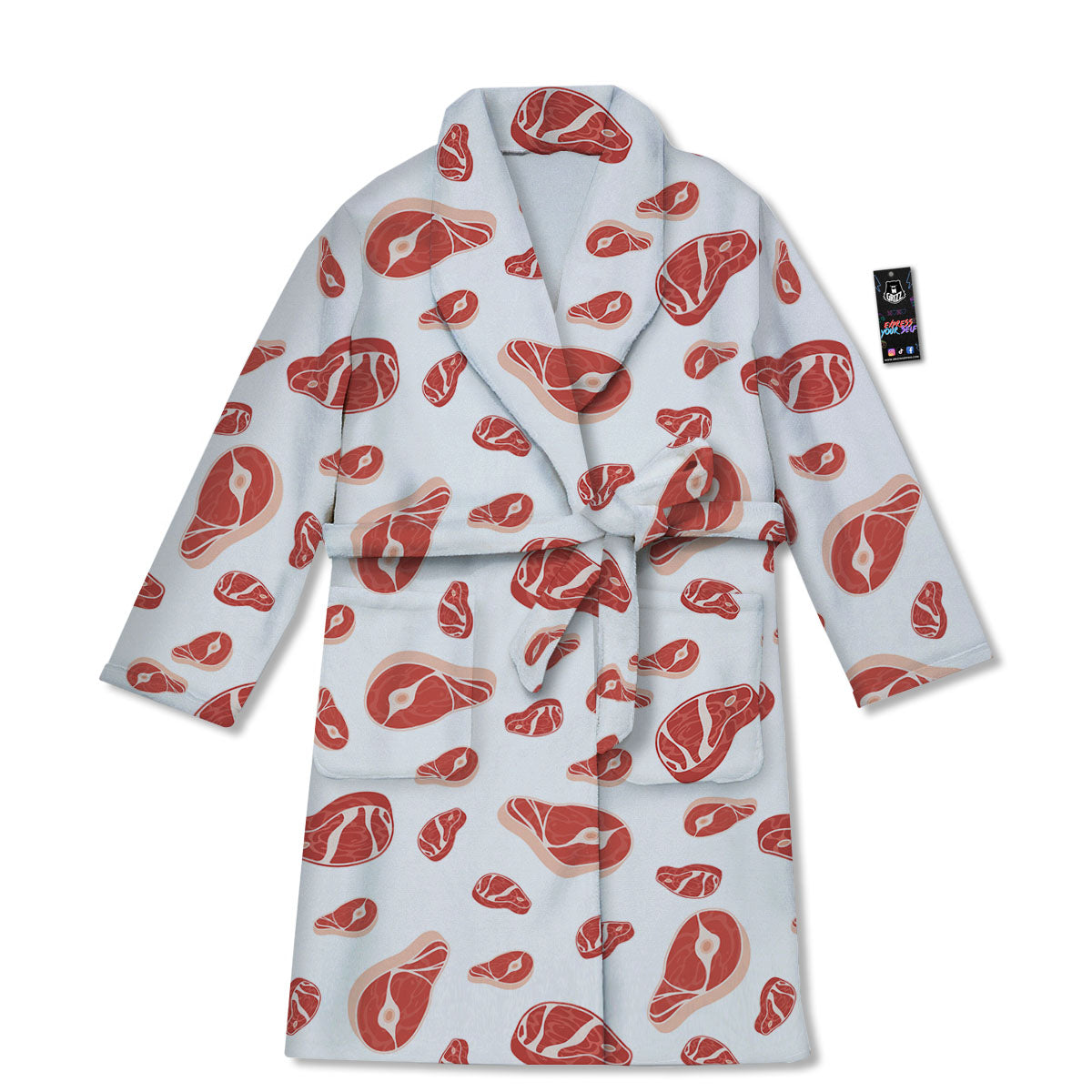 Meat Print Pattern Bathrobe-grizzshop