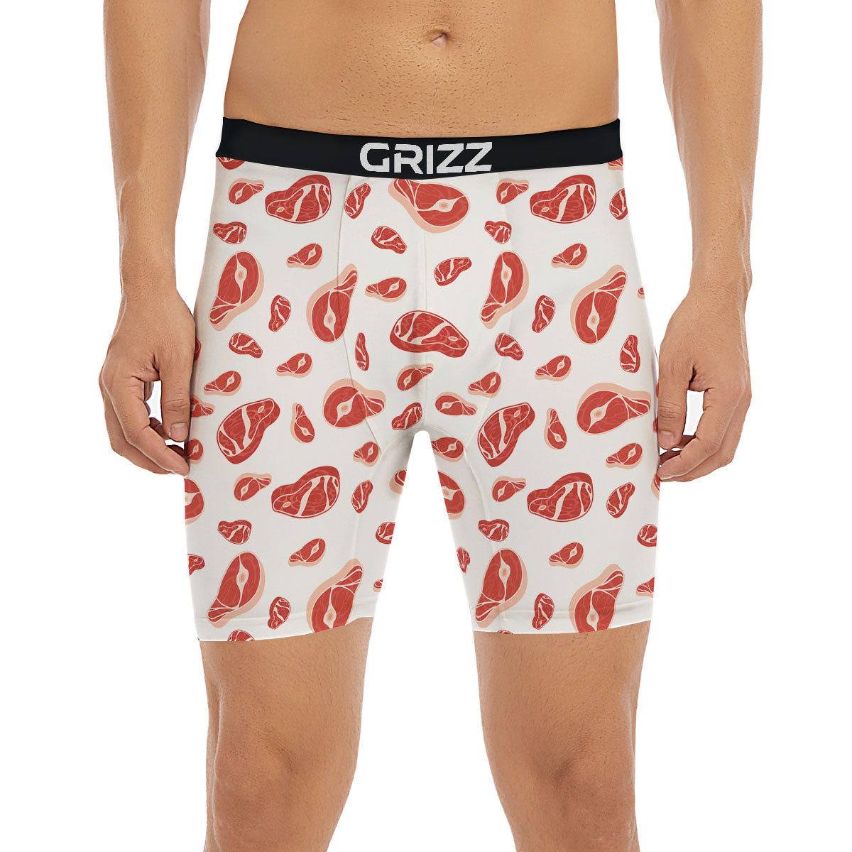 Meat Print Pattern Boxer Briefs-grizzshop
