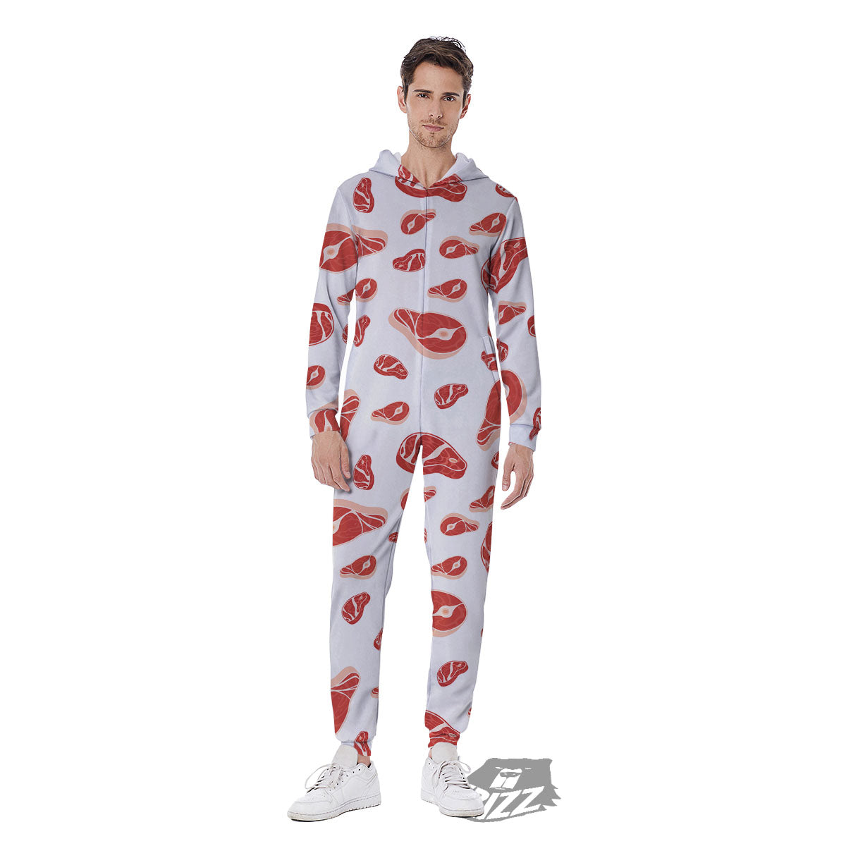 Meat Print Pattern Men's Jumpsuit-grizzshop
