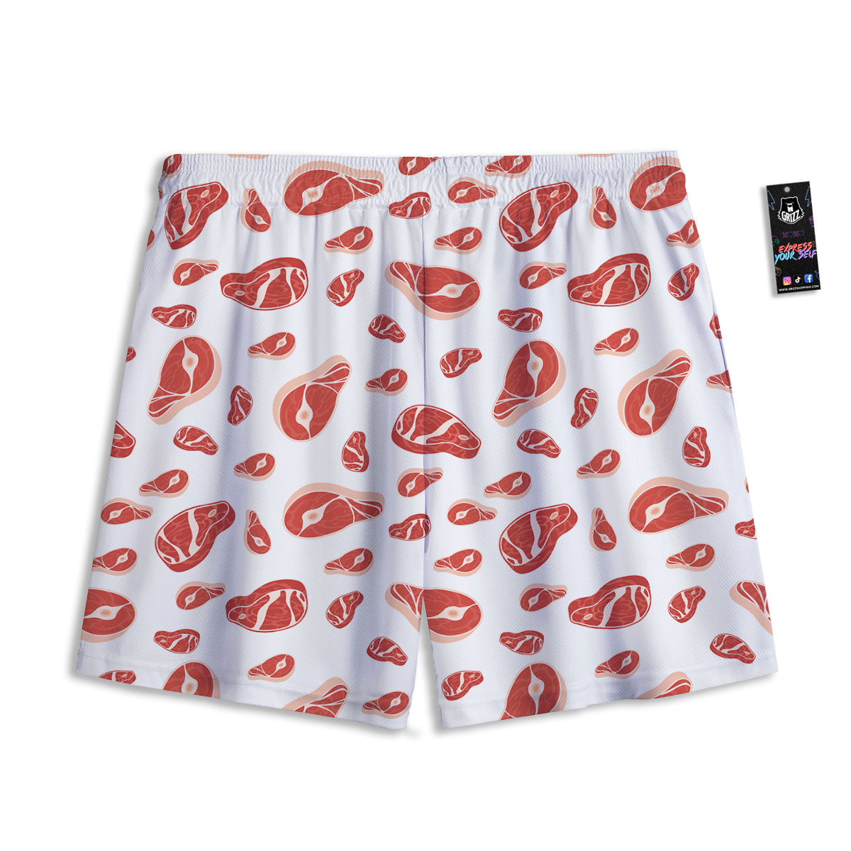 Meat Print Pattern Mesh Shorts-grizzshop