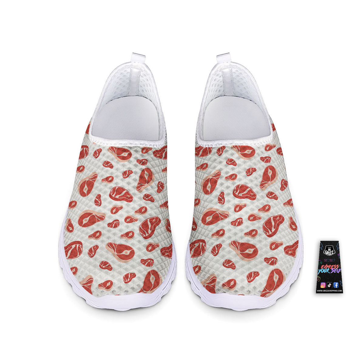 Meat Print Pattern Nurse Shoes-grizzshop