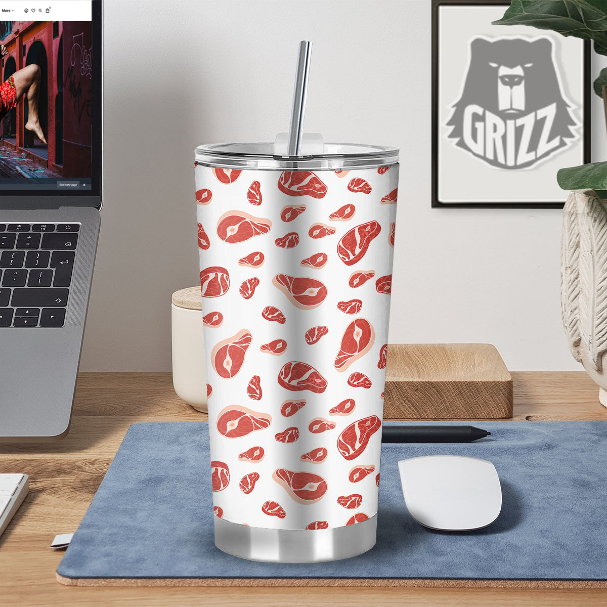 Meat Print Pattern Tumbler-grizzshop