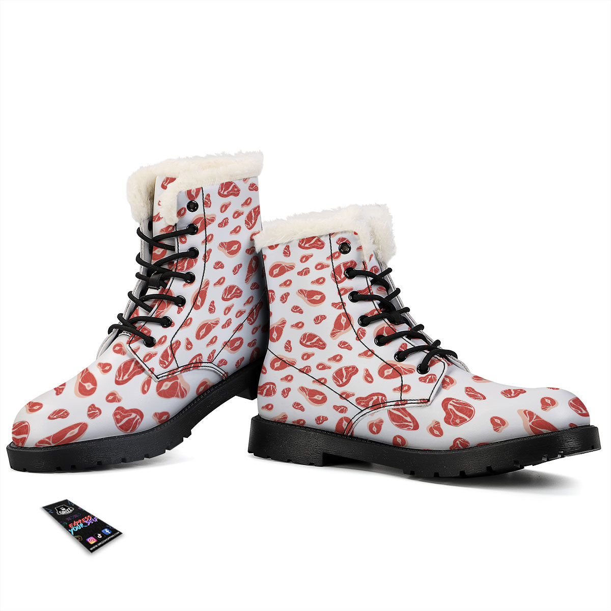 Meat Print Pattern Winter Boots-grizzshop