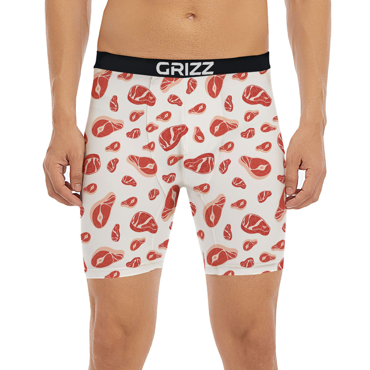 Meat Red Print Pattern Boxer Briefs-grizzshop