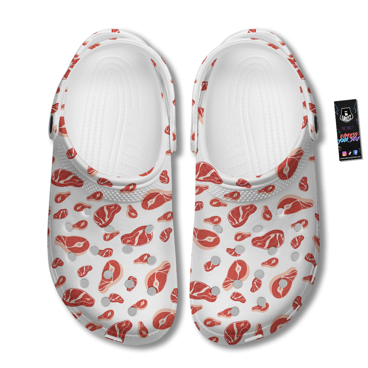 Meat Red Print Pattern Clog-grizzshop