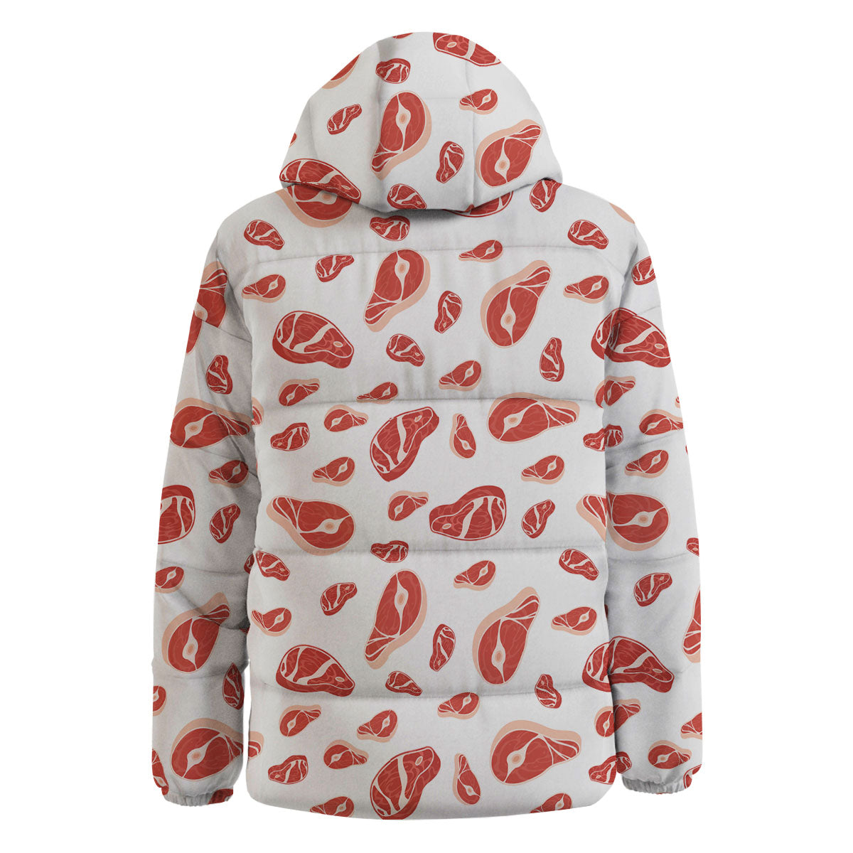 Meat Red Print Pattern Down Jacket-grizzshop