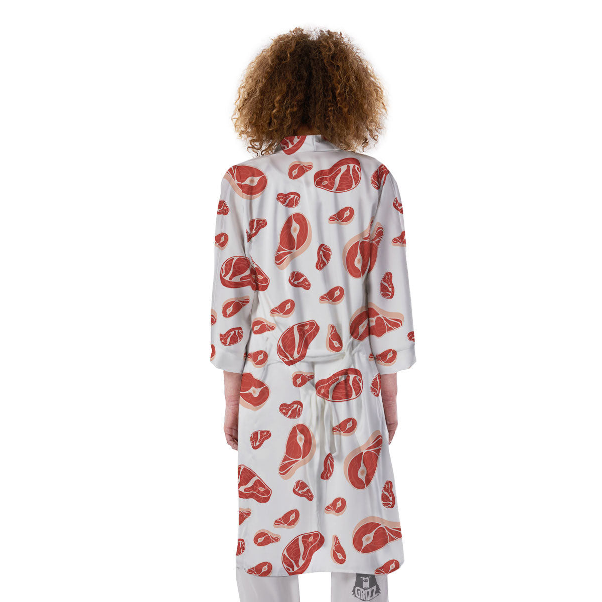 Meat Red Print Pattern Kimono-grizzshop