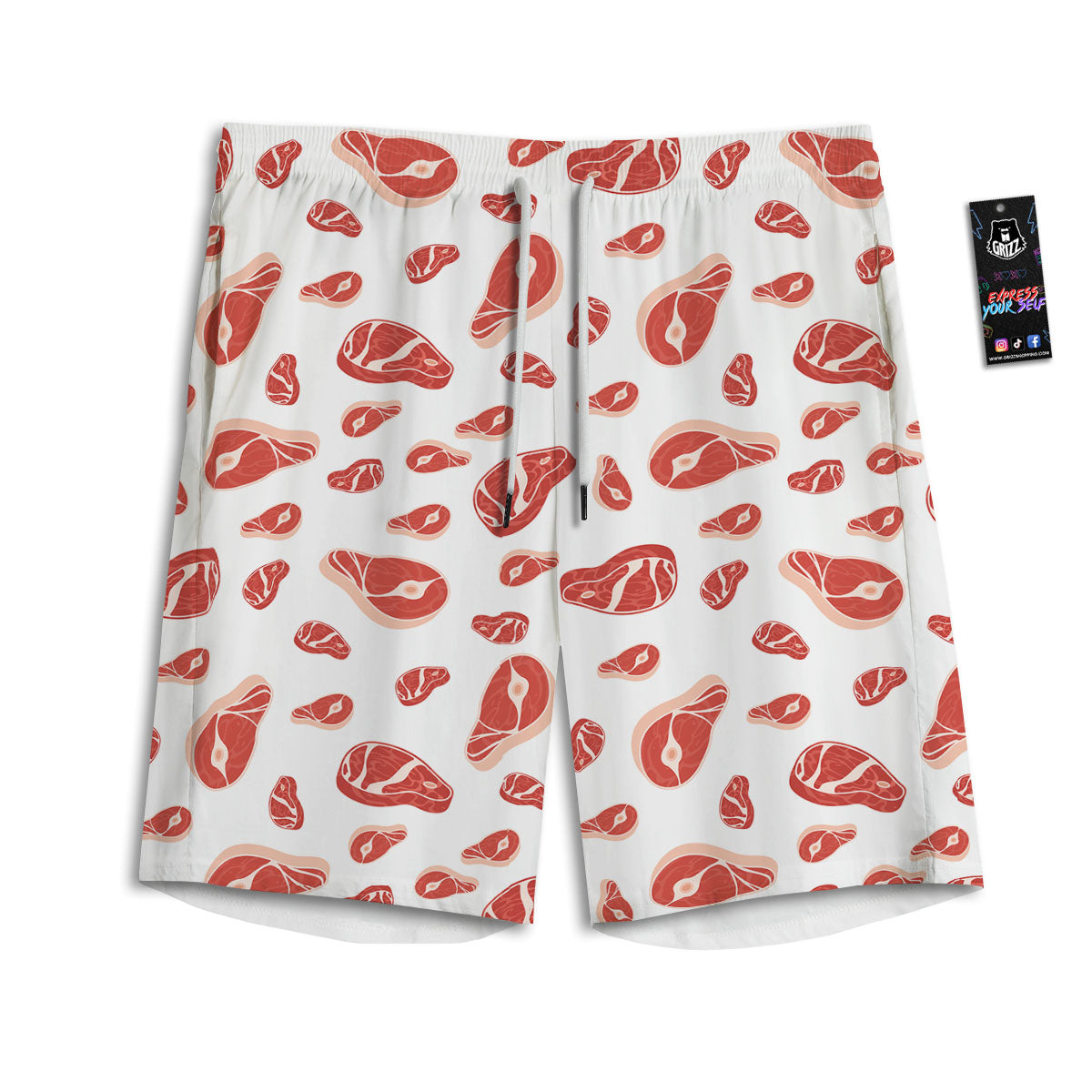 Meat Red Print Pattern Men's Athletic Shorts