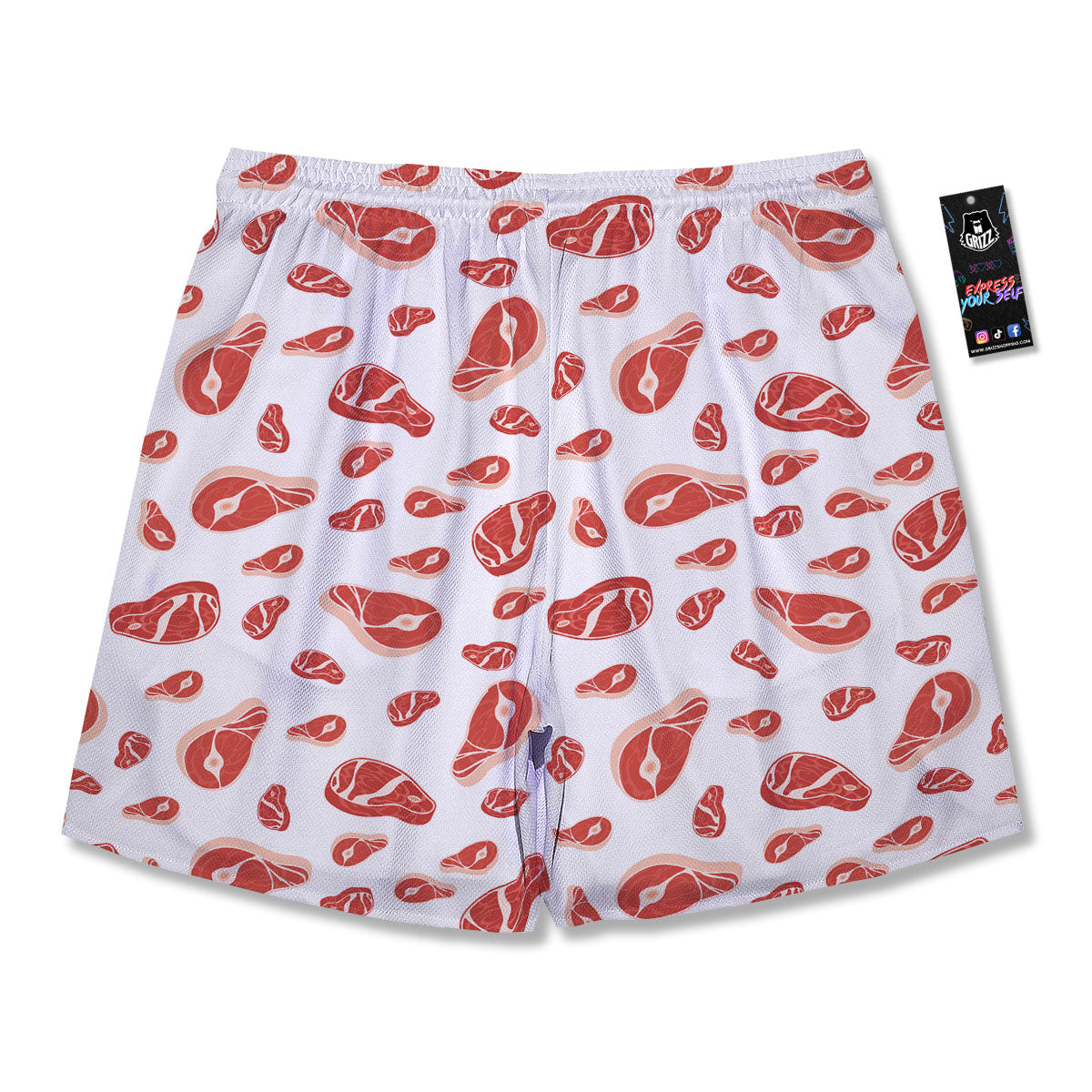 Meat Red Print Pattern Men's Running Shorts-grizzshop