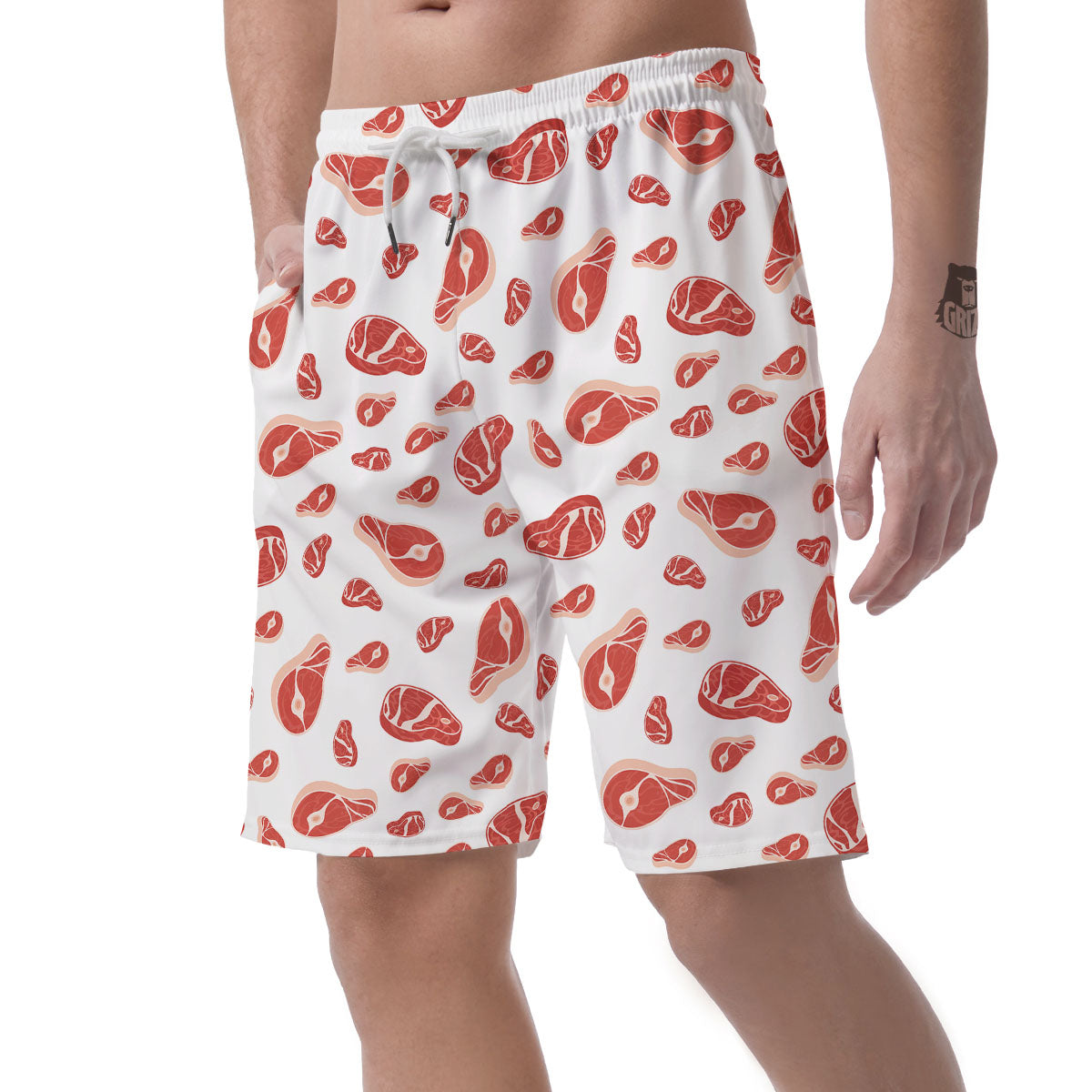 Meat Red Print Pattern Men's Shorts-grizzshop