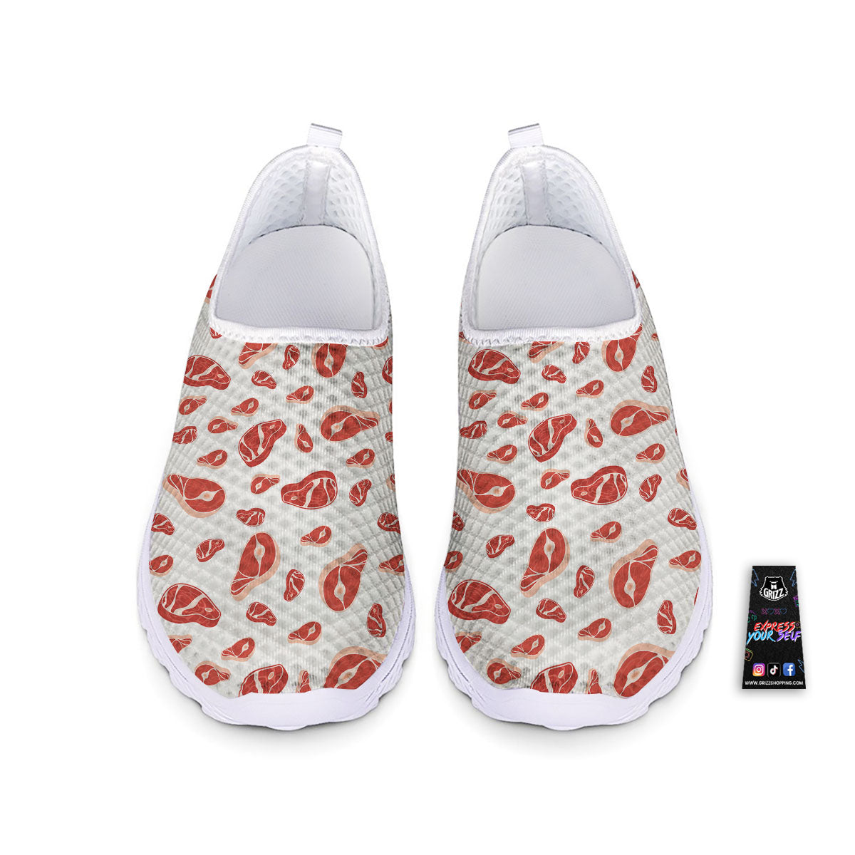 Meat Red Print Pattern Nurse Shoes-grizzshop