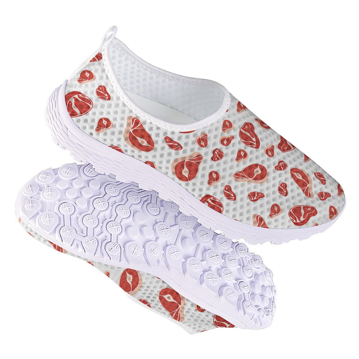 Meat Red Print Pattern Nurse Shoes-grizzshop