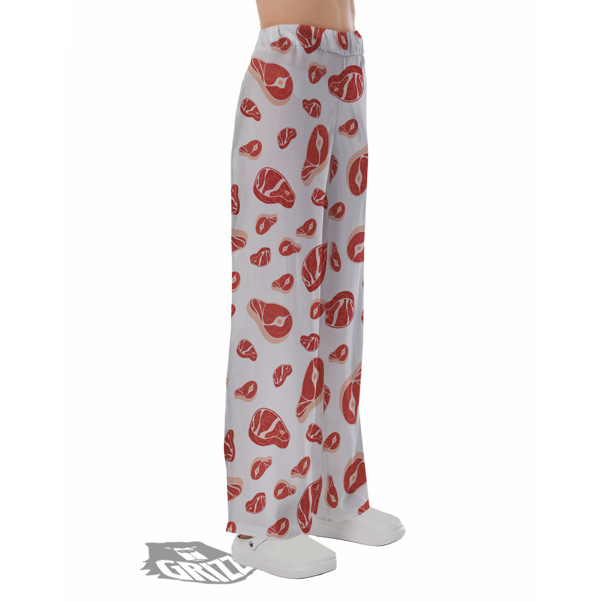 Meat Red Print Pattern Pajama Pants-grizzshop