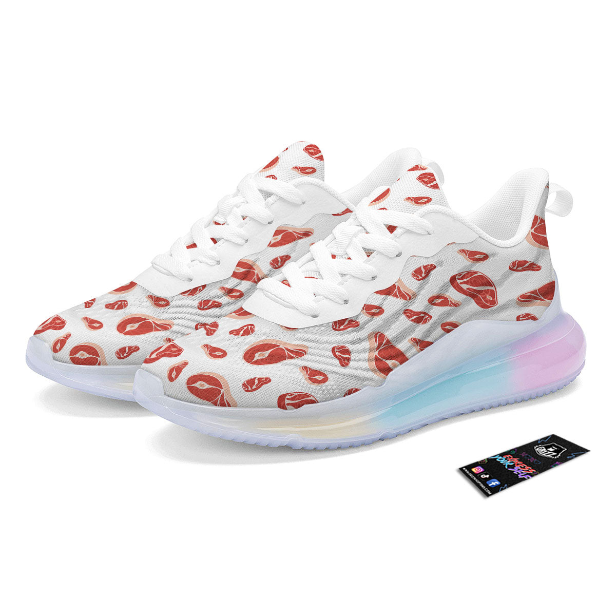 Meat Red Print Pattern Running Sneakers-grizzshop