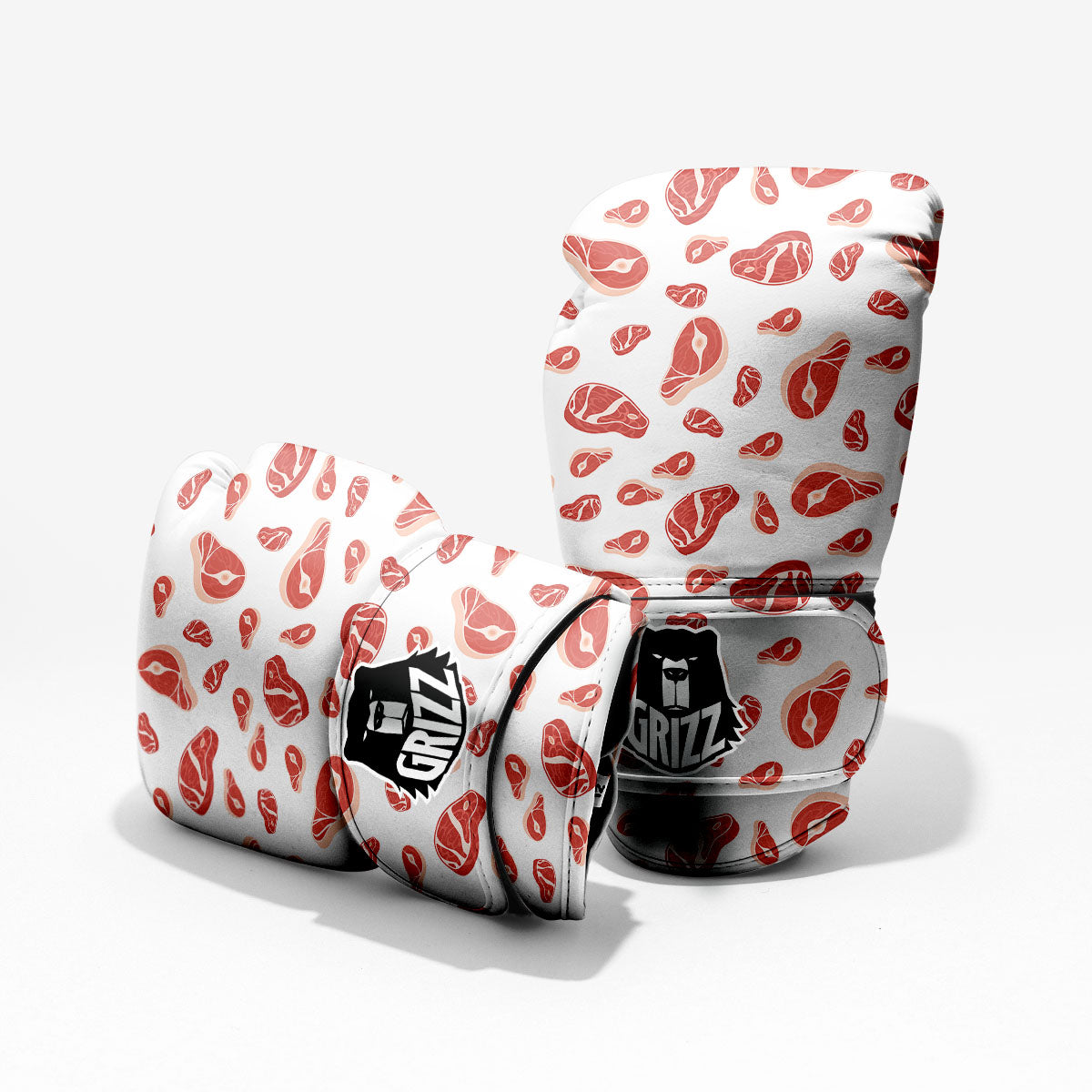 Meat Red Print Pattern Sparring Gloves-grizzshop