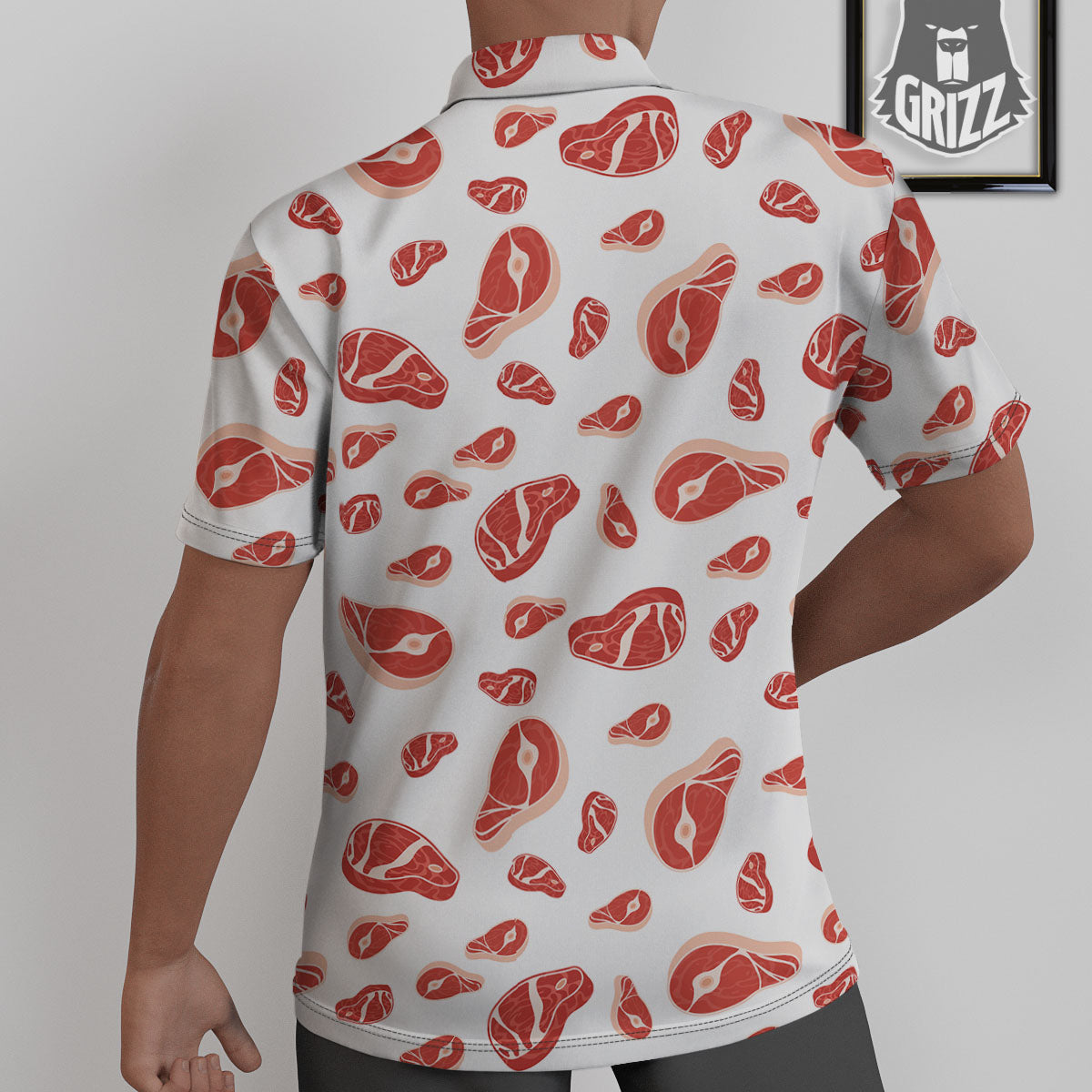 Meat Red Print Pattern Untucked Shirts-grizzshop
