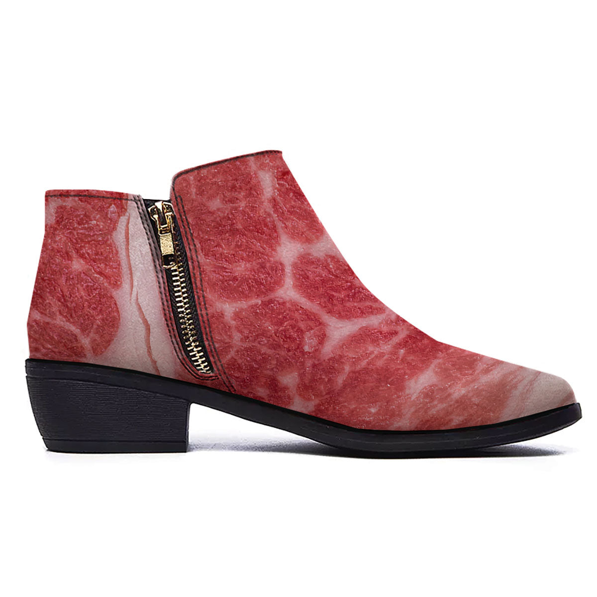 Meat Wagyu Beef Print Ankle Boots-grizzshop