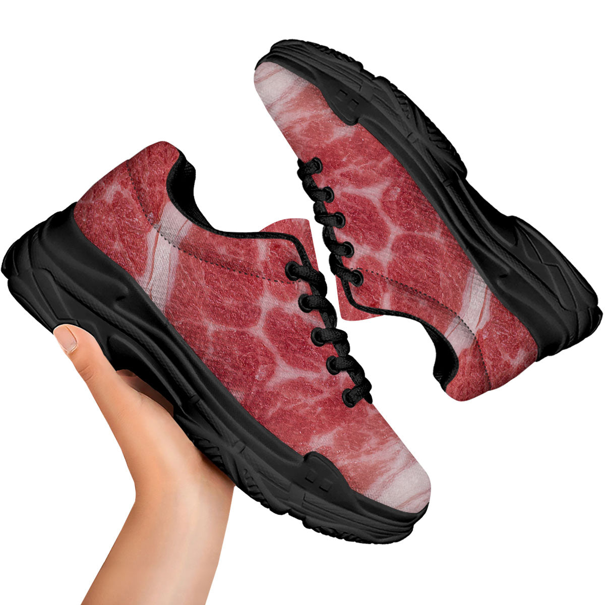 Meat Wagyu Beef Print Black Chunky Shoes-grizzshop